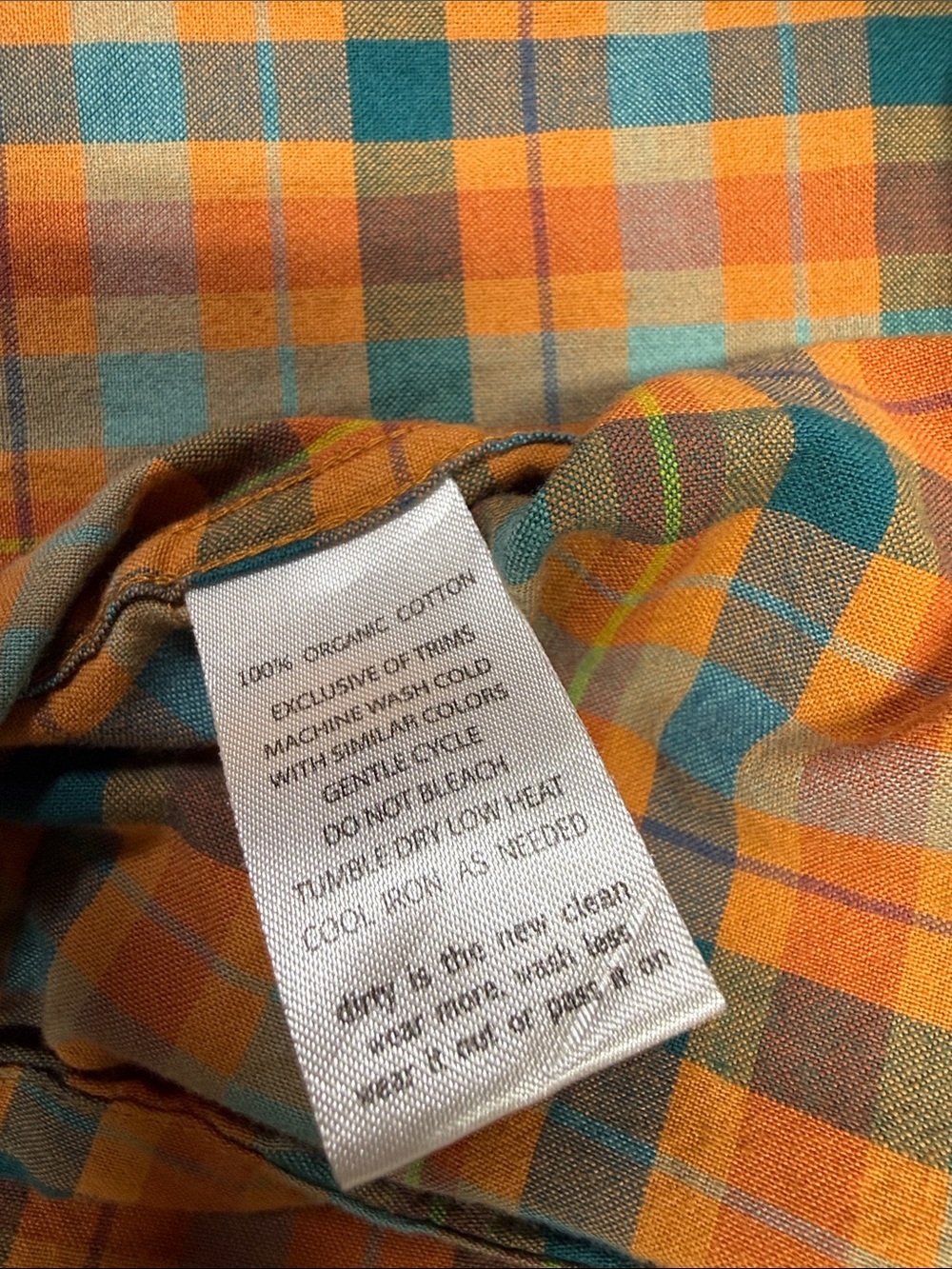 Toad&Co Orange and Teal Plaid Short-Sleeve Button-Up Shirt - Picture 6 of 6